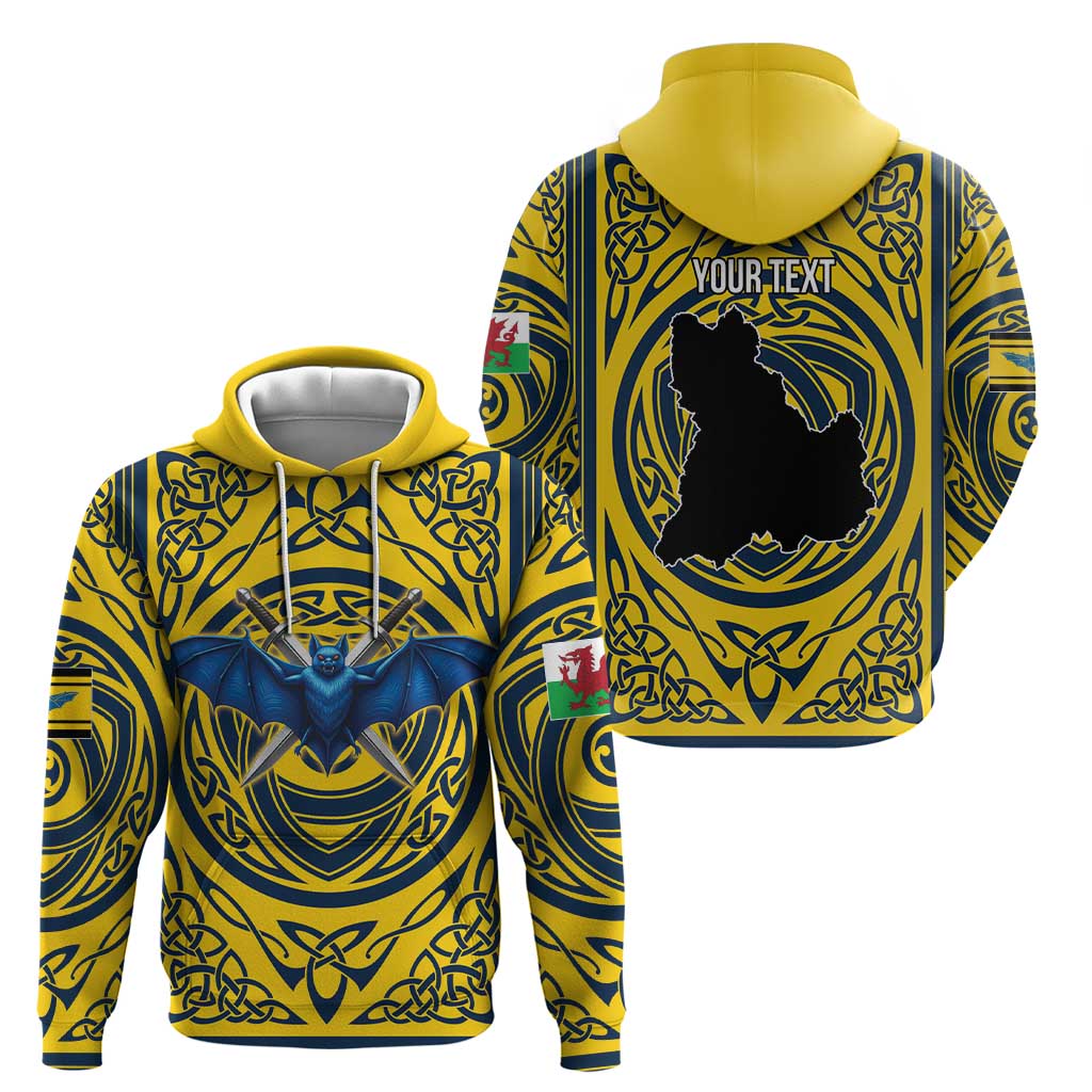 Personalized Brecknockshire Wales Hoodie Welsh Celtic Bat And Swords Design LT19