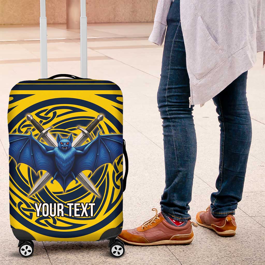 Personalized Brecknockshire Wales Luggage Cover Welsh Celtic Bat And Swords Design LT19