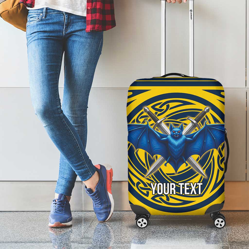 Personalized Brecknockshire Wales Luggage Cover Welsh Celtic Bat And Swords Design LT19