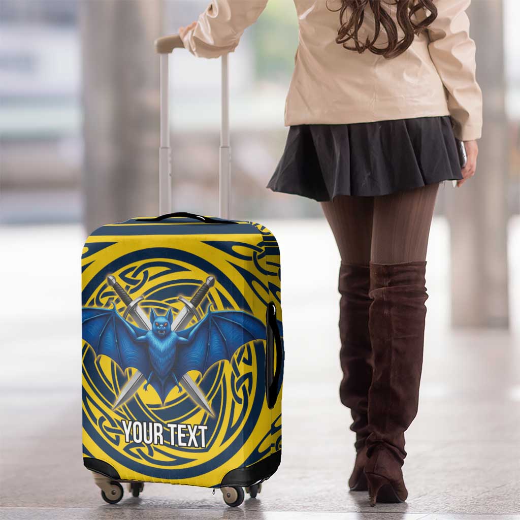 Personalized Brecknockshire Wales Luggage Cover Welsh Celtic Bat And Swords Design LT19