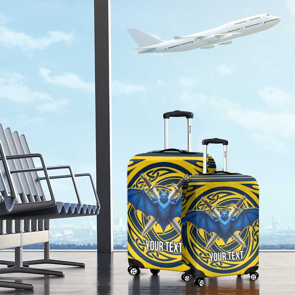 Personalized Brecknockshire Wales Luggage Cover Welsh Celtic Bat And Swords Design LT19