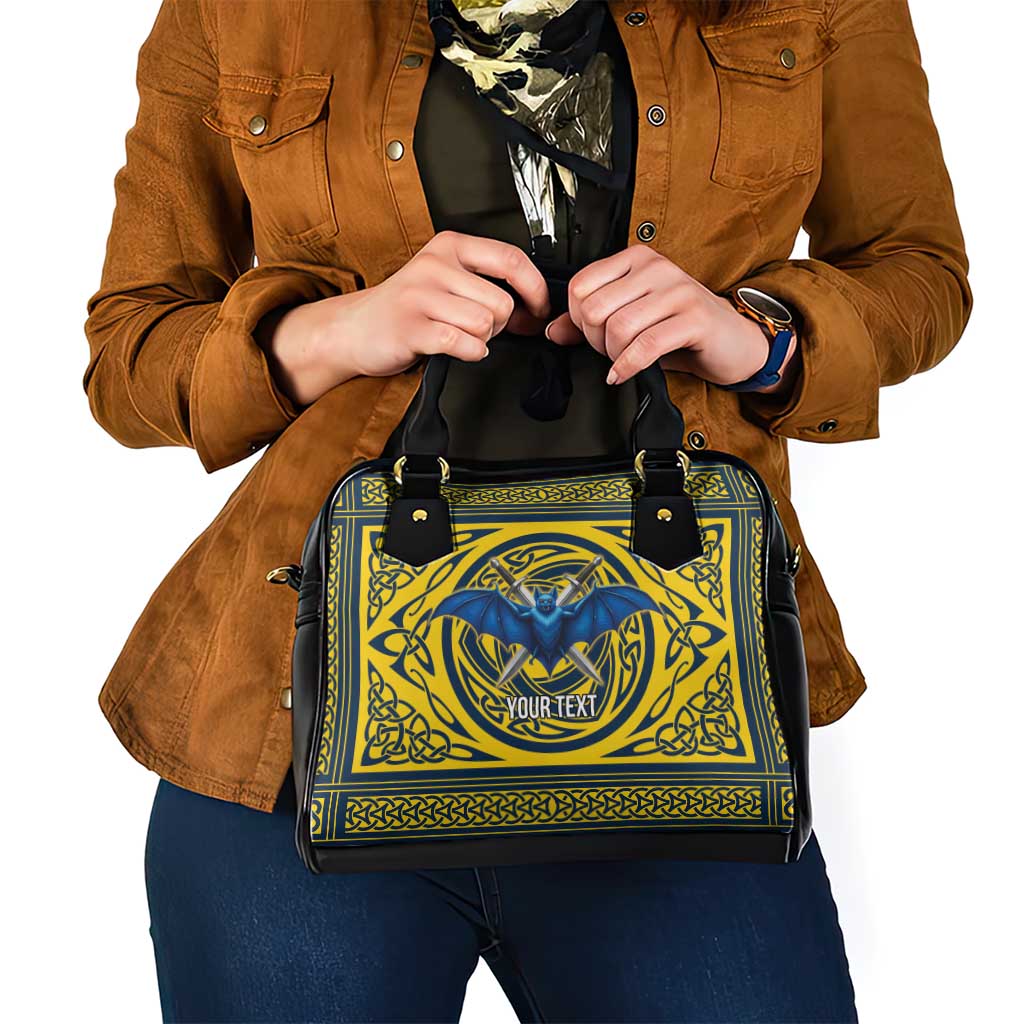 Personalized Brecknockshire Wales Shoulder Handbag Welsh Celtic Bat And Swords Design LT19