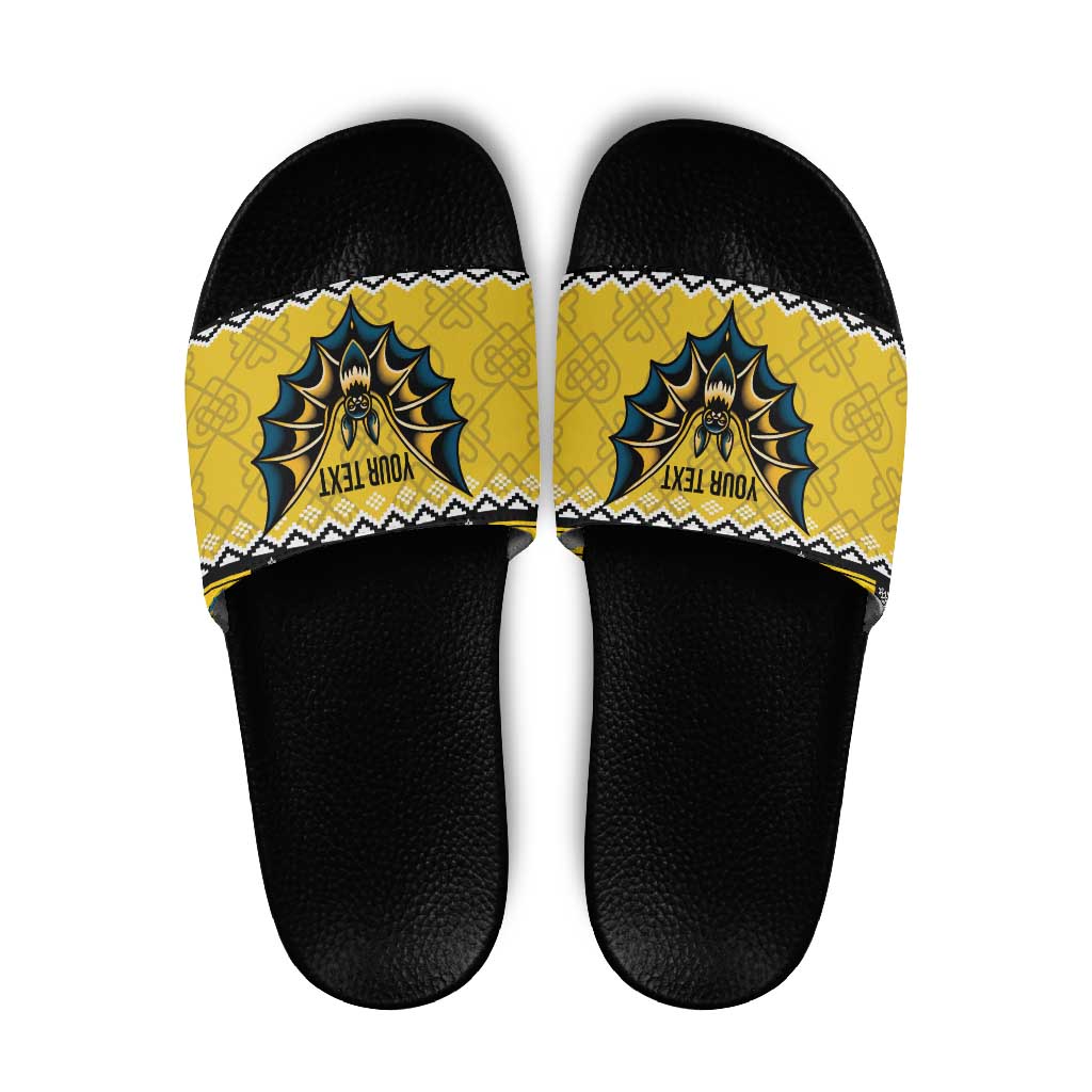 Personalized Brecknockshire Wales Christmas Slide Sandals Welsh Celtic Bat Design LT19