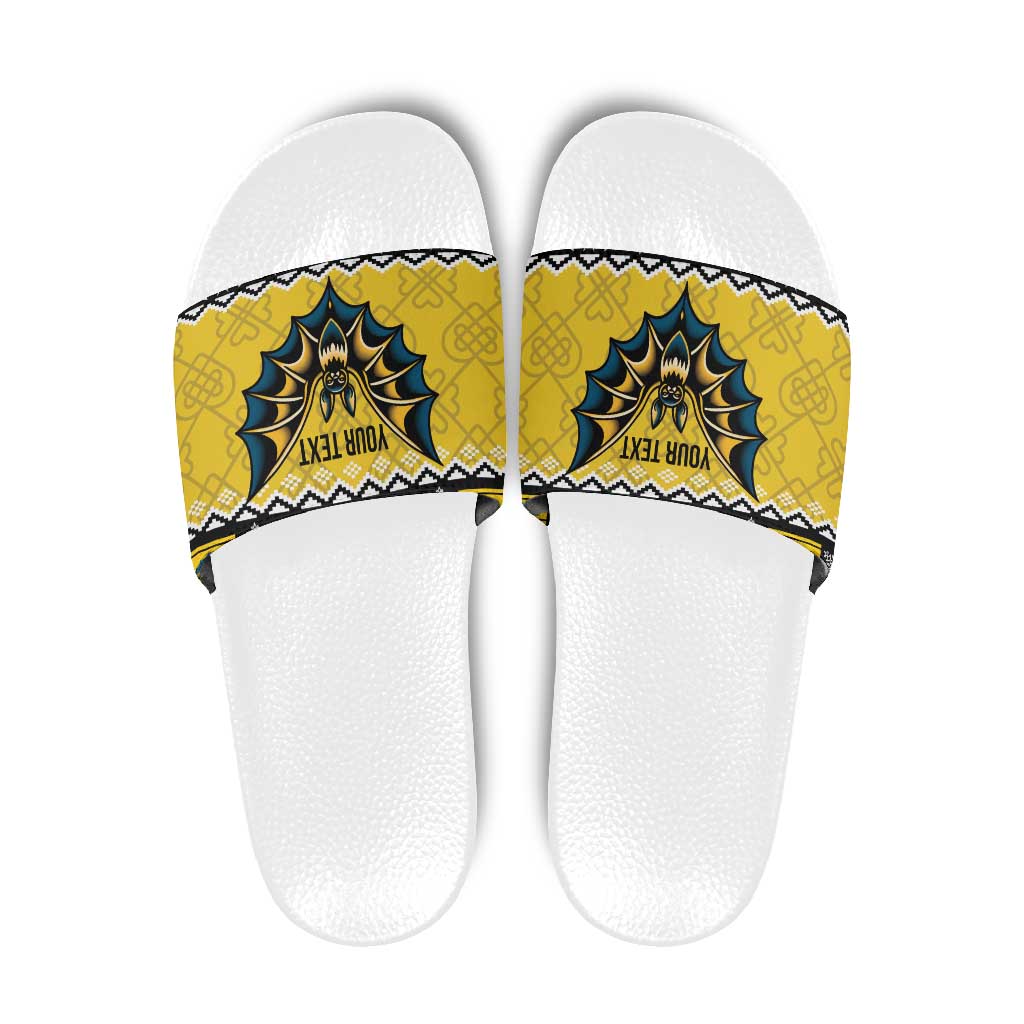Personalized Brecknockshire Wales Christmas Slide Sandals Welsh Celtic Bat Design LT19