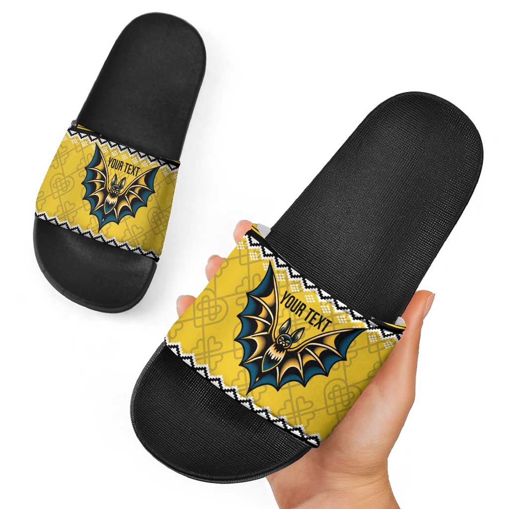 Personalized Brecknockshire Wales Christmas Slide Sandals Welsh Celtic Bat Design LT19