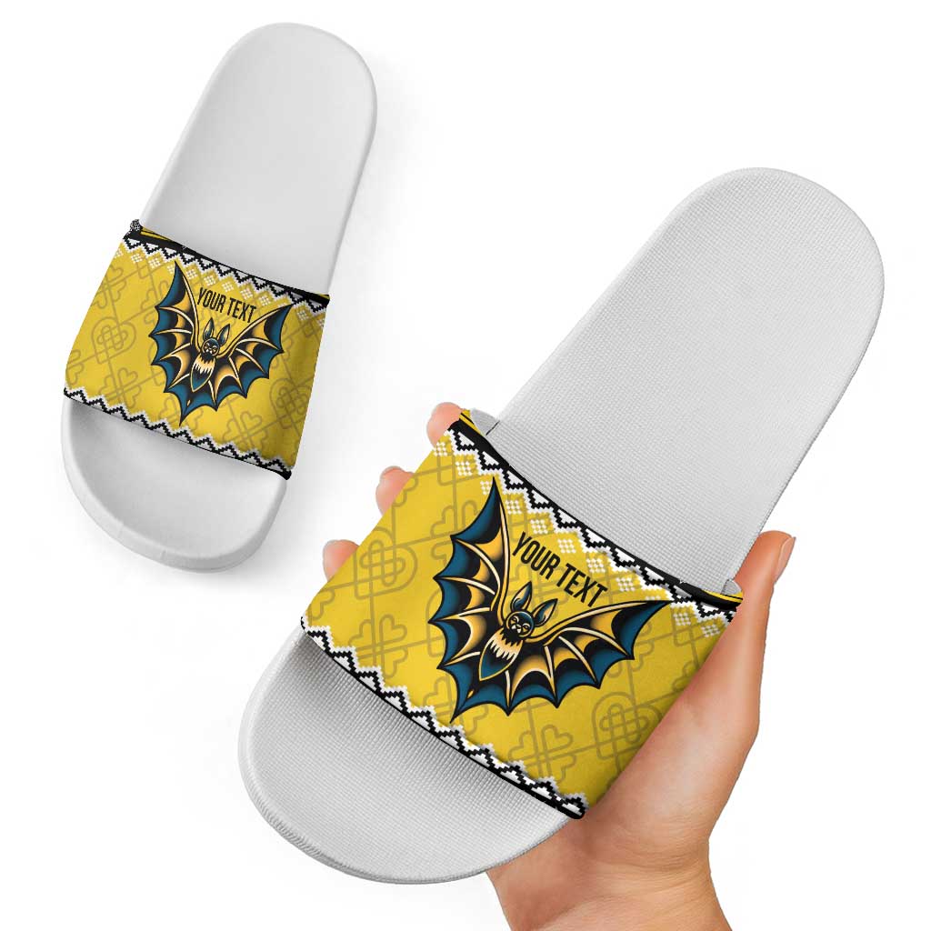 Personalized Brecknockshire Wales Christmas Slide Sandals Welsh Celtic Bat Design LT19