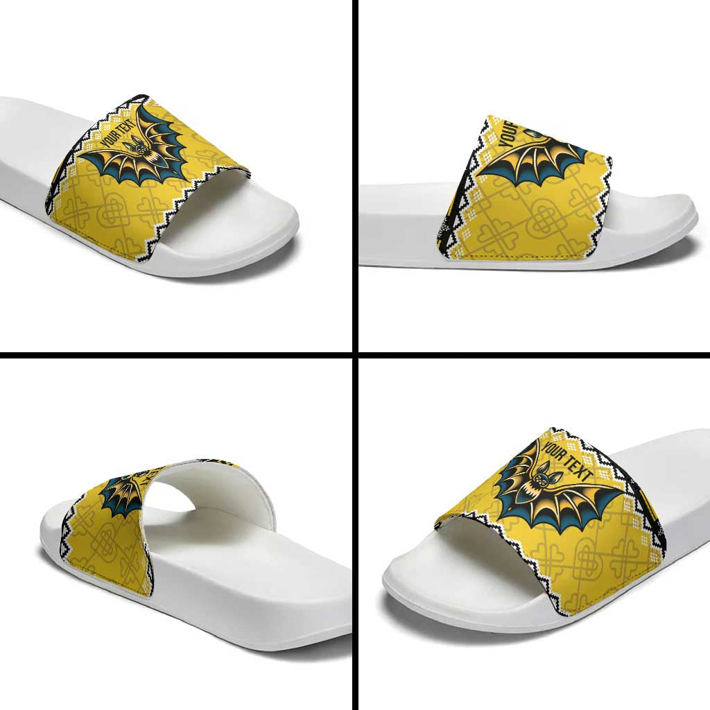 Personalized Brecknockshire Wales Christmas Slide Sandals Welsh Celtic Bat Design LT19