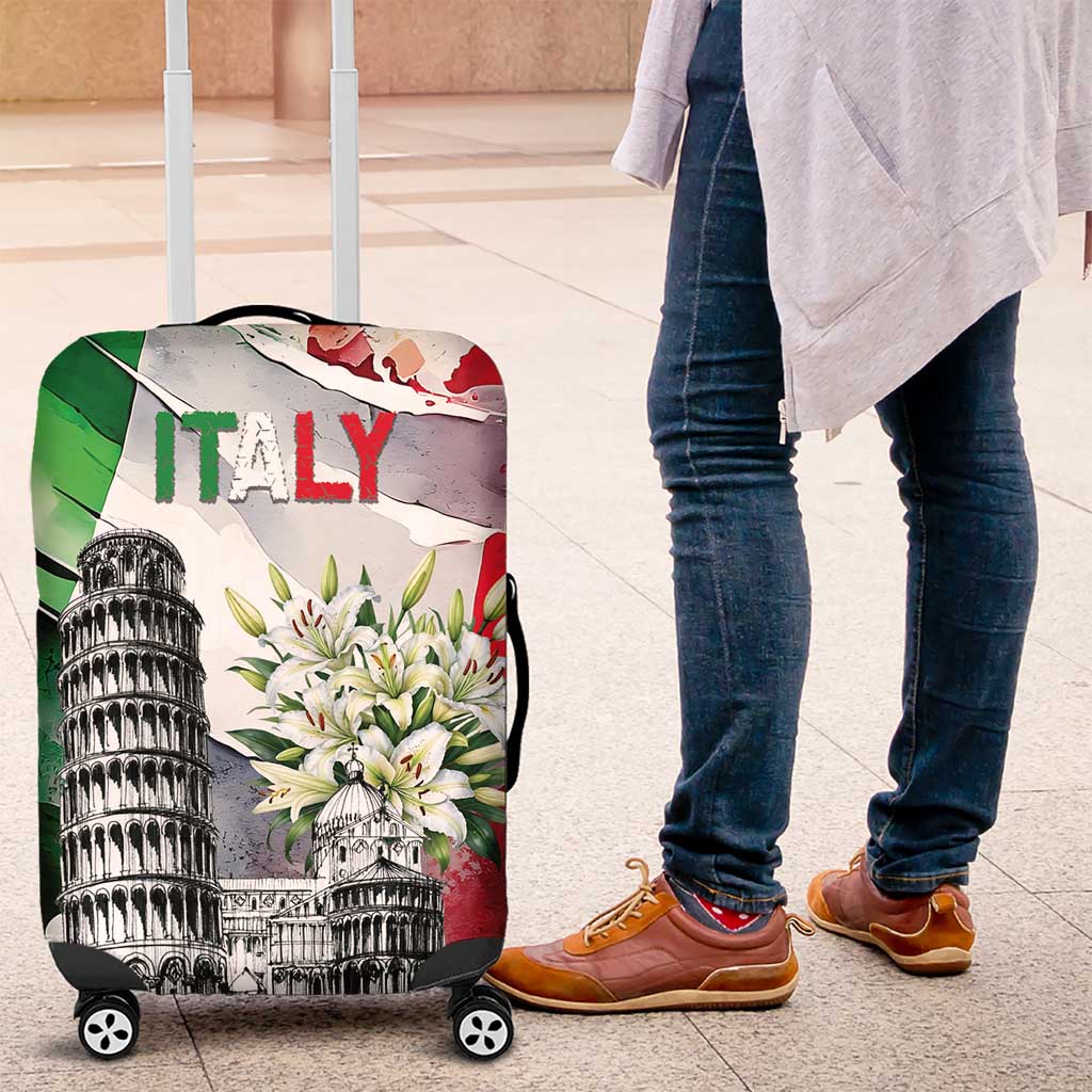 Italy Pisa Tower Luggage Cover White Lily With Flag Style LT19