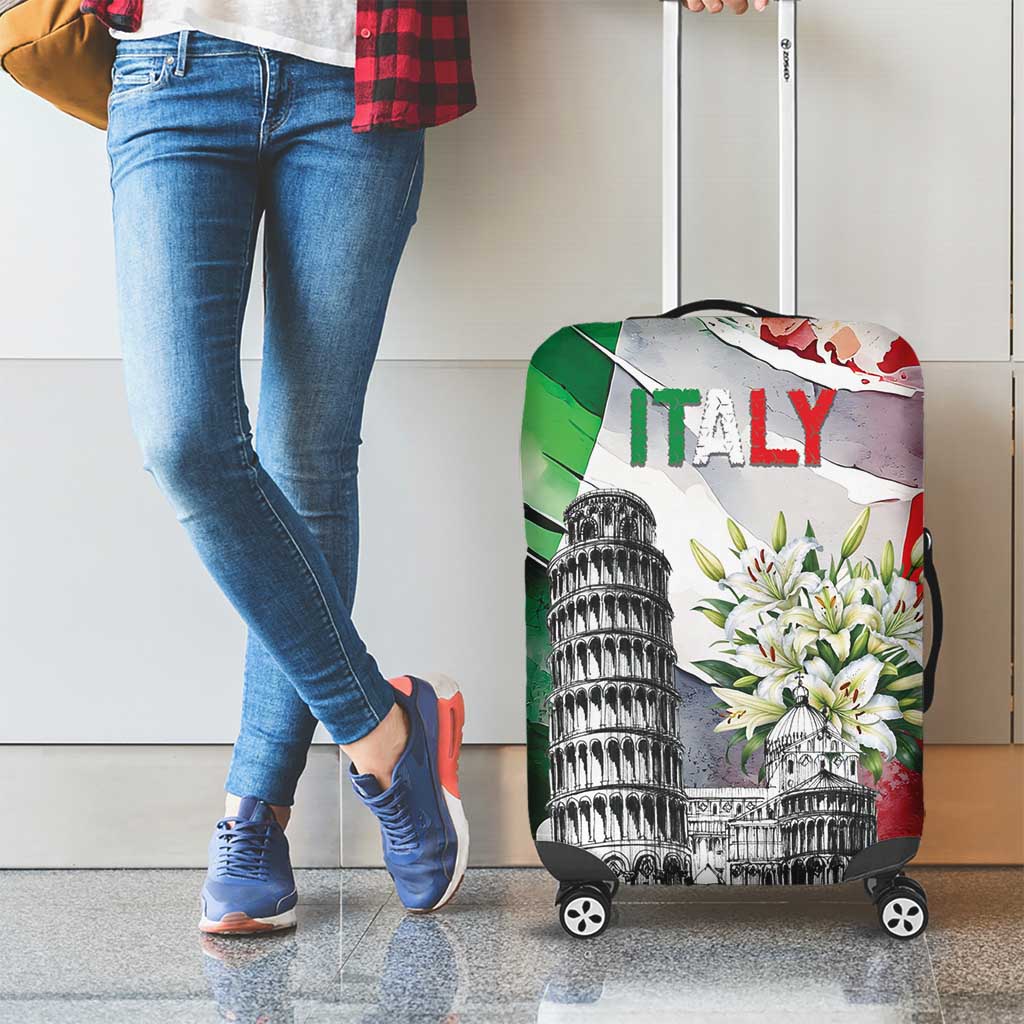 Italy Pisa Tower Luggage Cover White Lily With Flag Style LT19