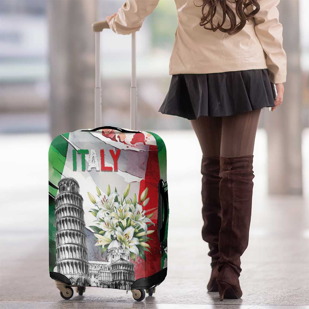 Italy Pisa Tower Luggage Cover White Lily With Flag Style LT19