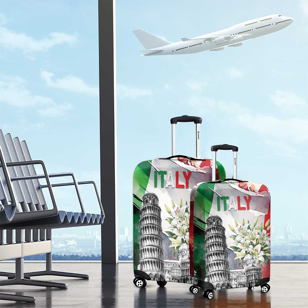 Italy Pisa Tower Luggage Cover White Lily With Flag Style LT19
