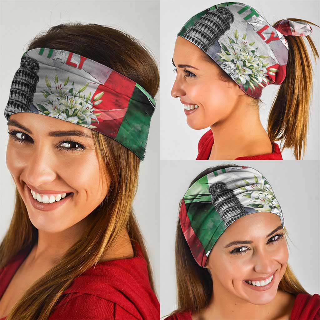 Italy Pisa Tower Neck Gaiter White Lily With Flag Style LT19