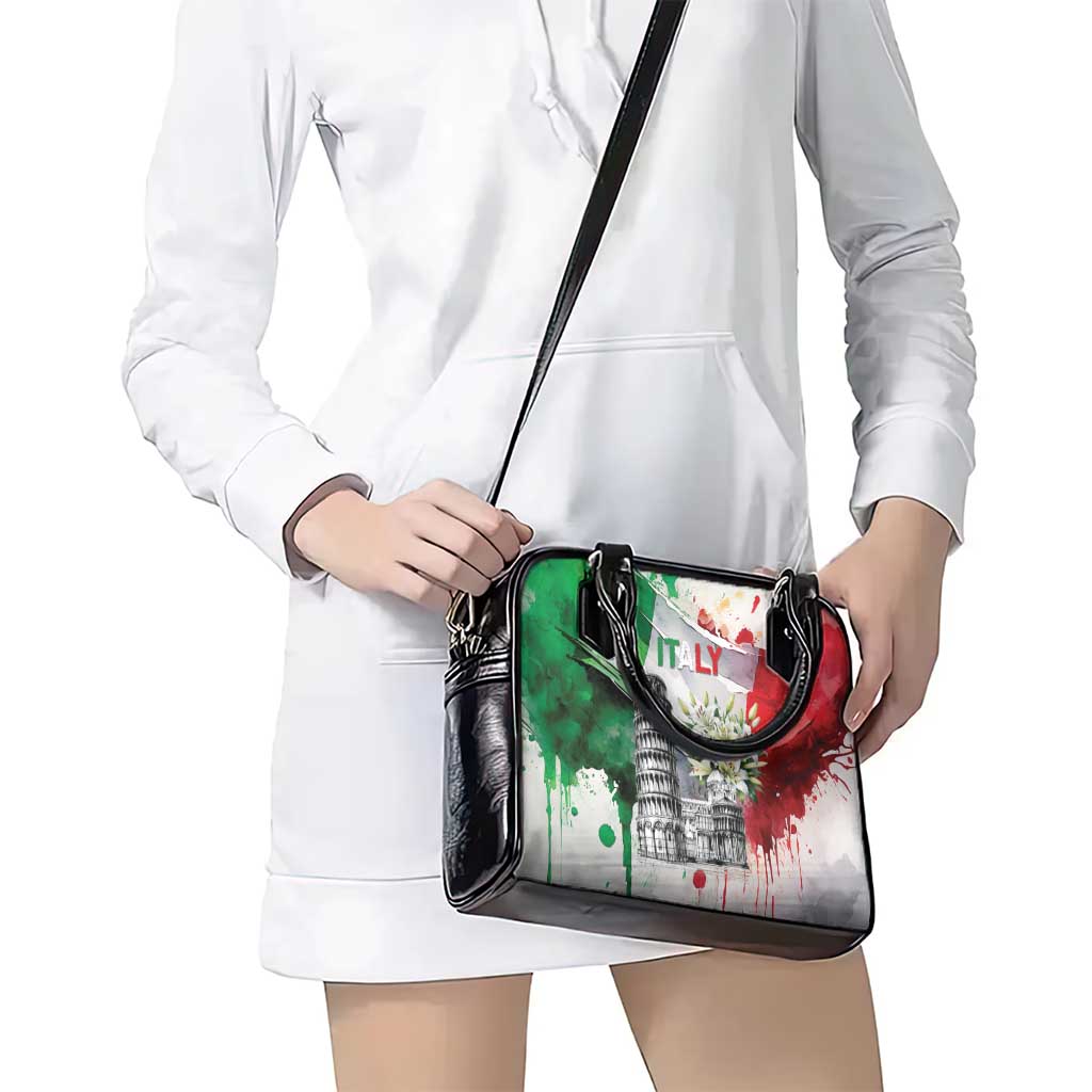 Italy Pisa Tower Shoulder Handbag White Lily With Flag Style LT19