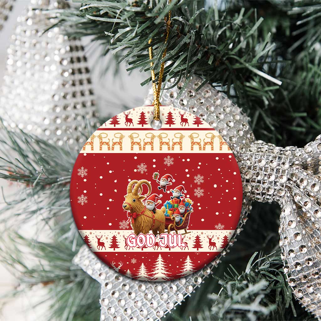 Sweden Christmas Ceramic Ornament God Jul Nordic Julbock LT19