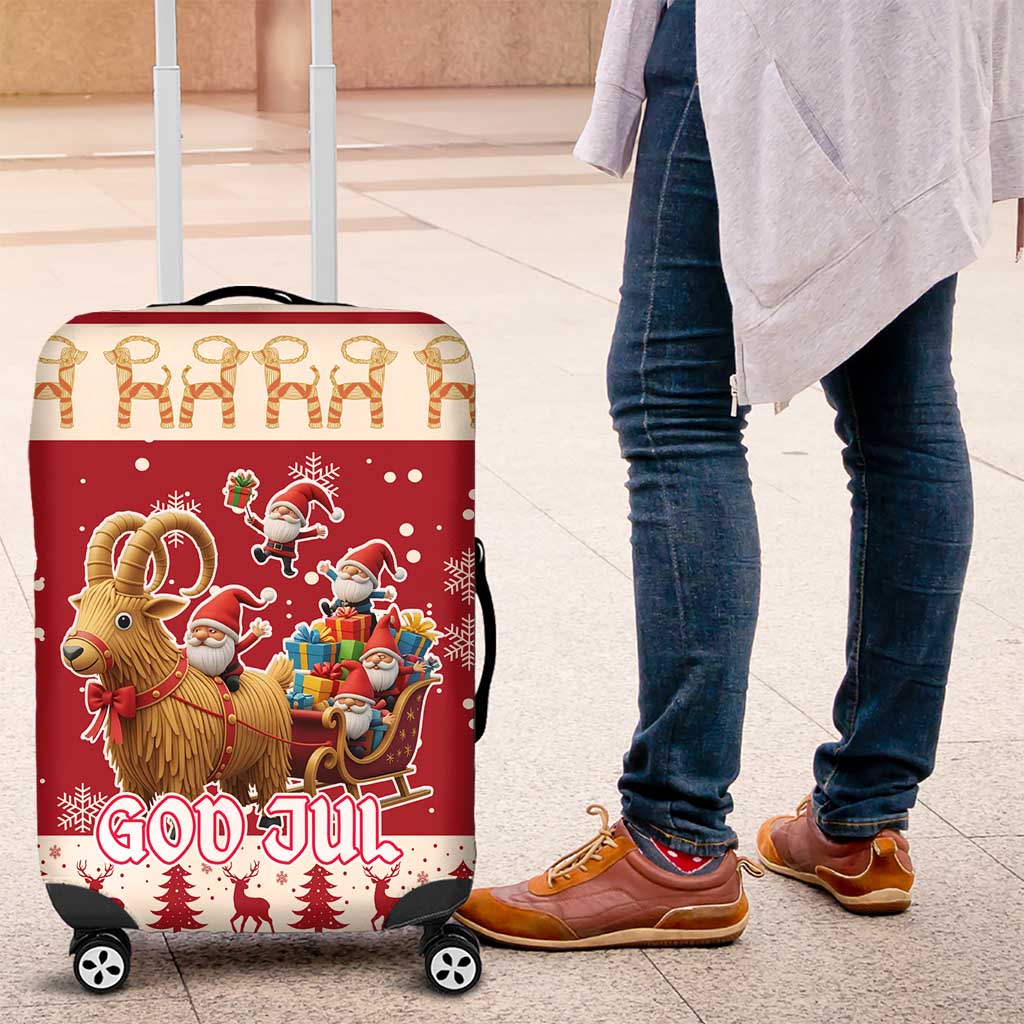 Sweden Christmas Luggage Cover God Jul Nordic Julbock LT19