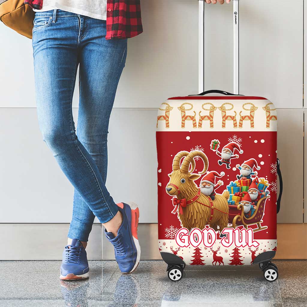 Sweden Christmas Luggage Cover God Jul Nordic Julbock LT19