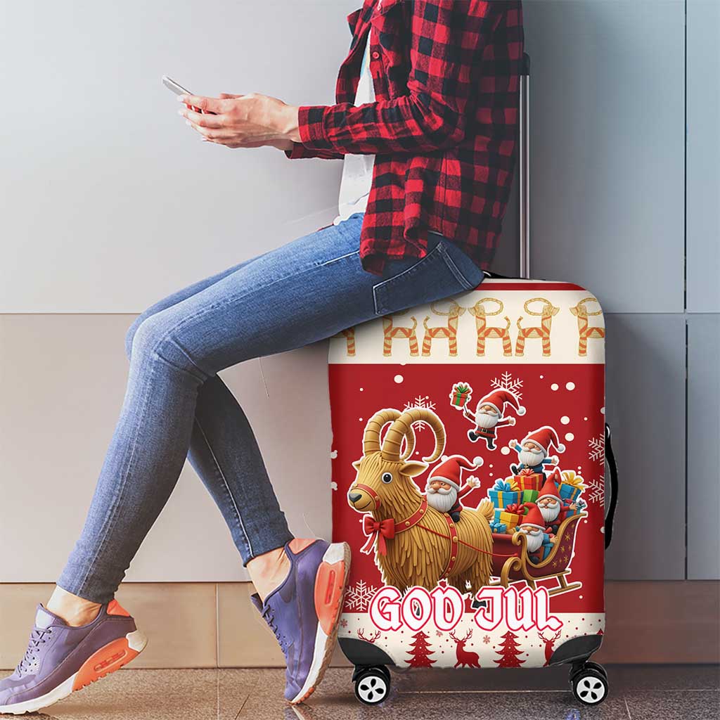 Sweden Christmas Luggage Cover God Jul Nordic Julbock LT19