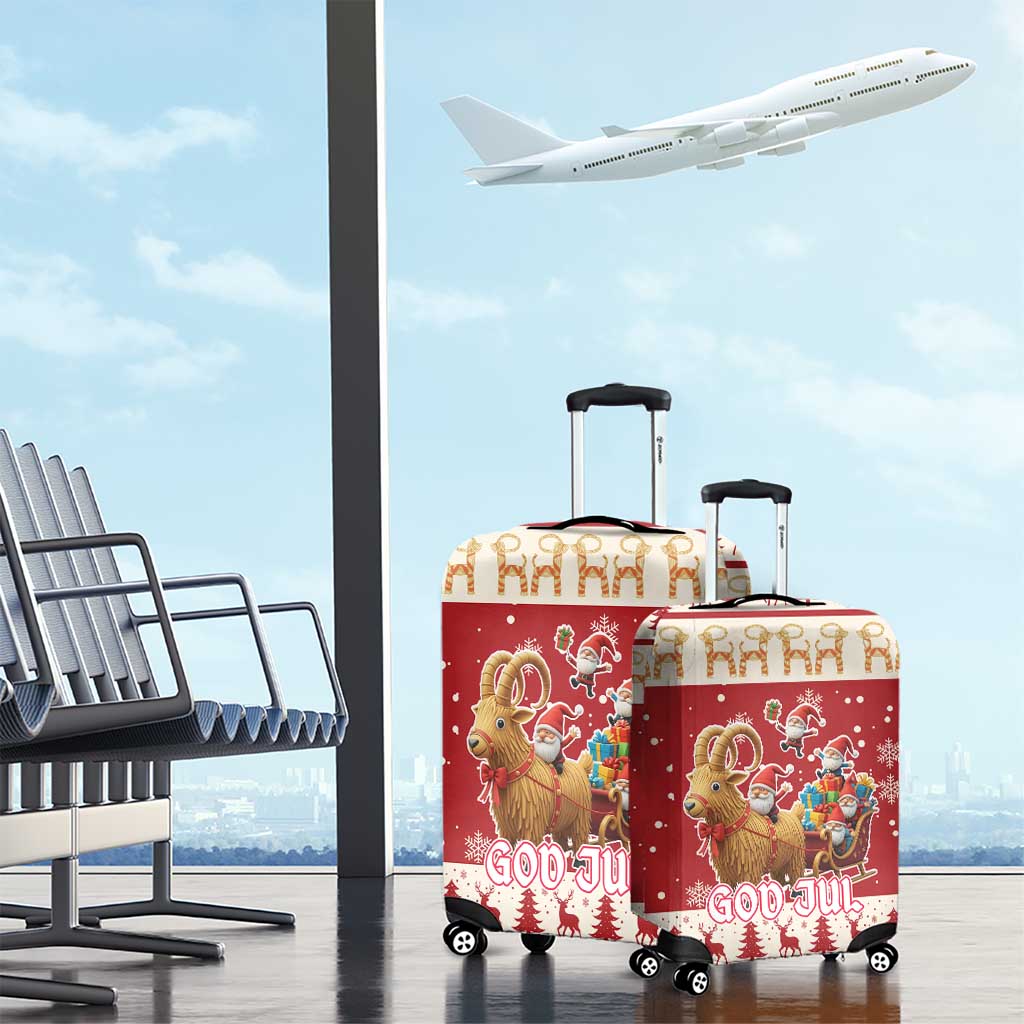 Sweden Christmas Luggage Cover God Jul Nordic Julbock LT19