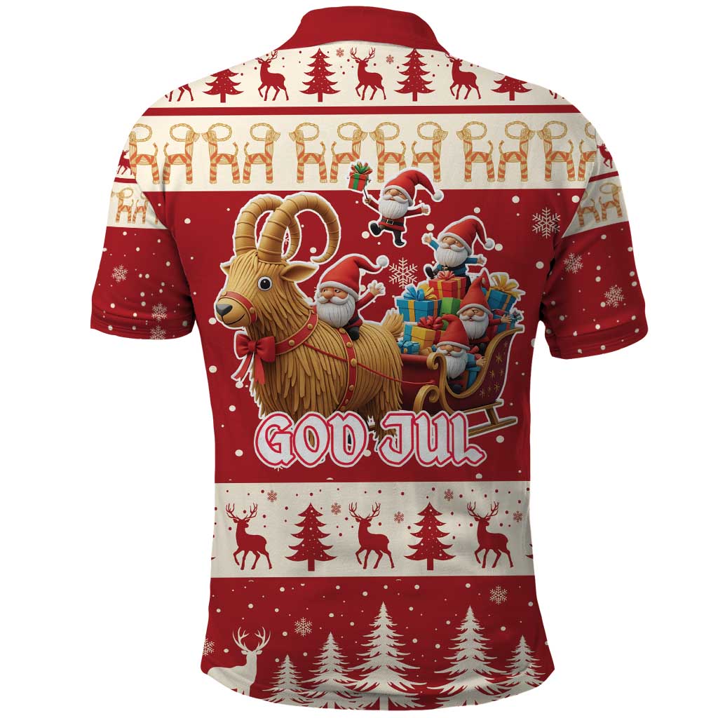 Sweden Christmas Polo Shirt God Jul Nordic Julbock LT19