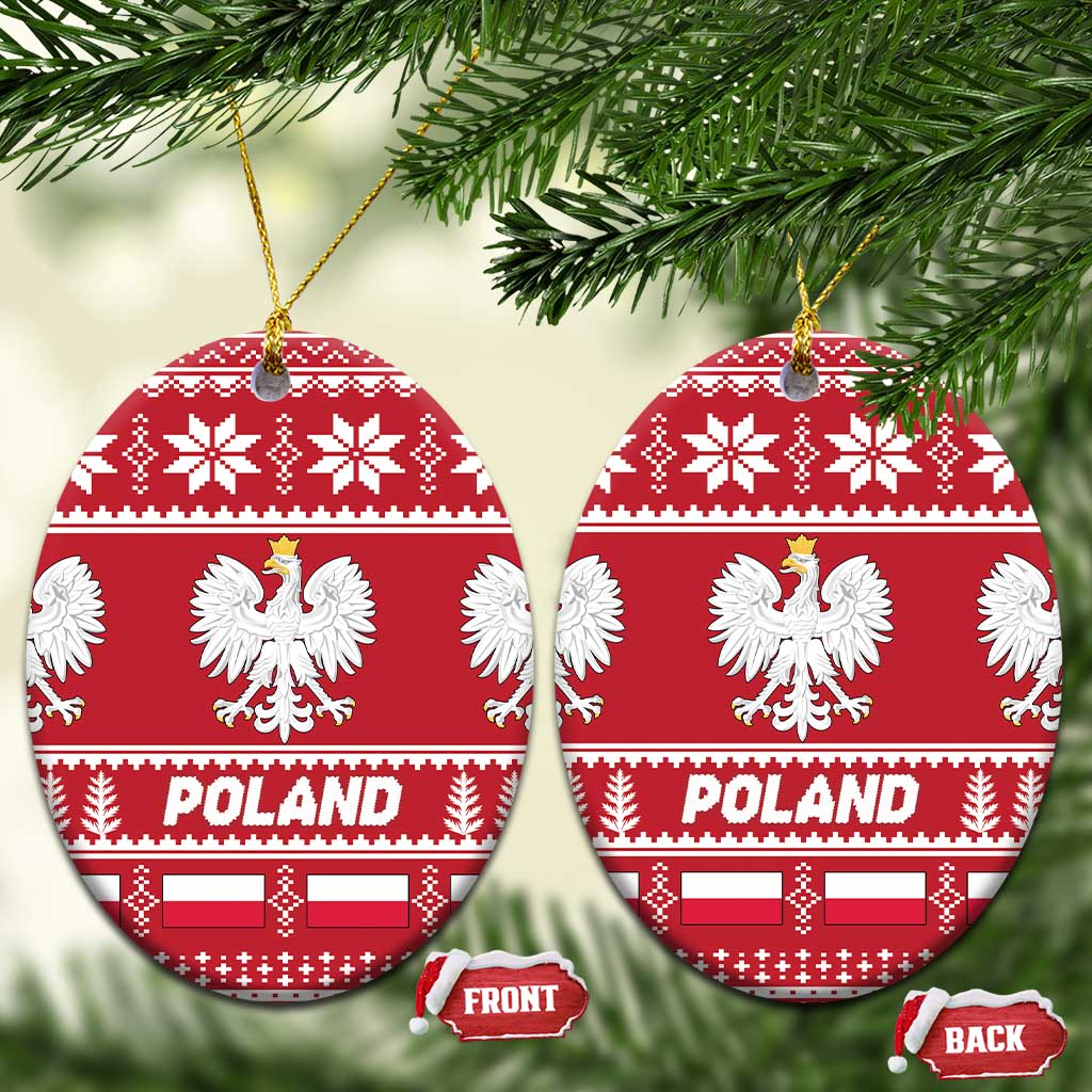 Poland Christmas Ceramic Ornament Emblem With Flag Style LT19