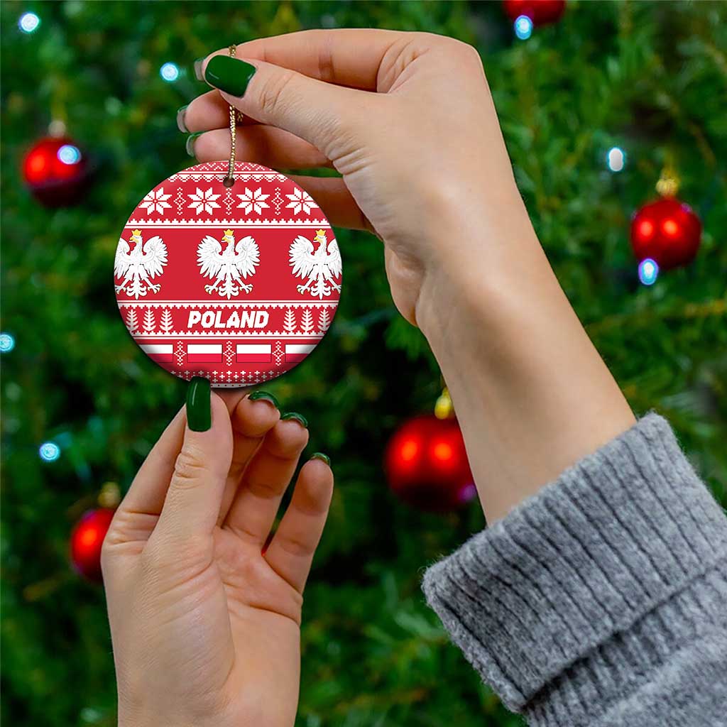 Poland Christmas Ceramic Ornament Emblem With Flag Style LT19