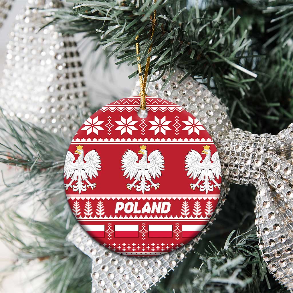 Poland Christmas Ceramic Ornament Emblem With Flag Style LT19