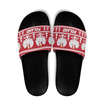 Poland Christmas Slide Sandals Emblem With Flag Style LT19