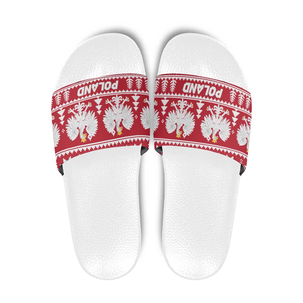 Poland Christmas Slide Sandals Emblem With Flag Style LT19