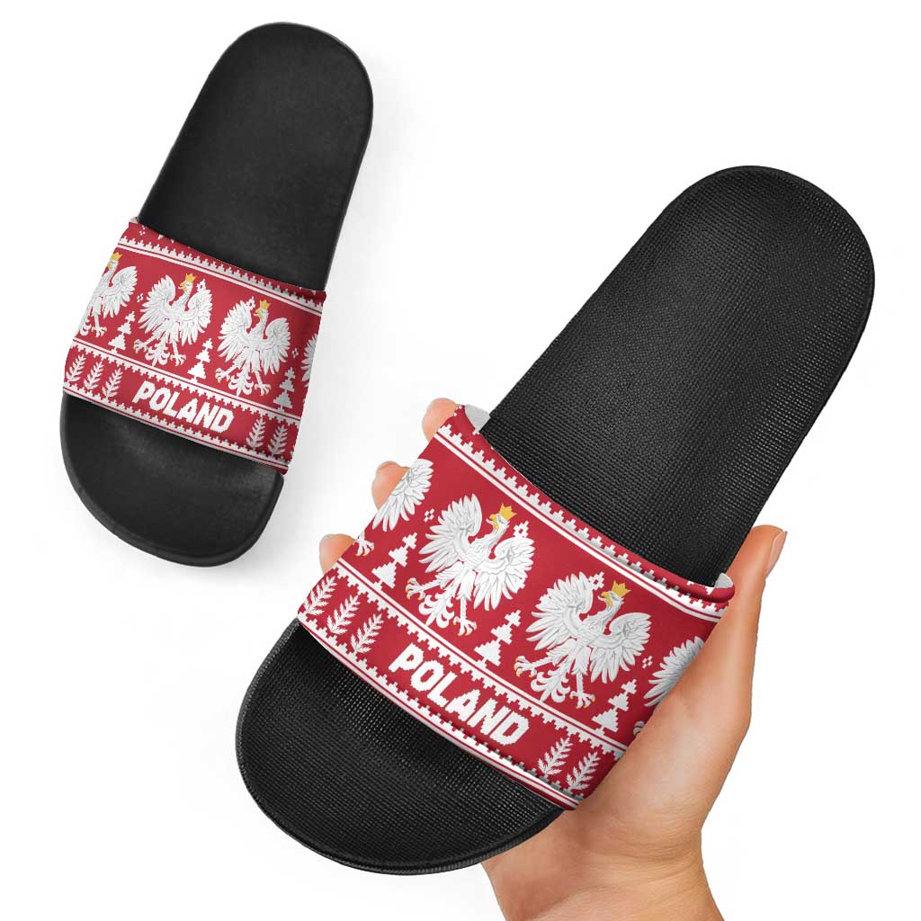 Poland Christmas Slide Sandals Emblem With Flag Style LT19