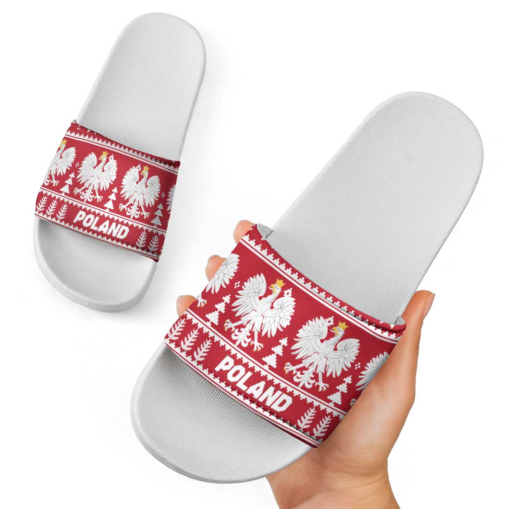 Poland Christmas Slide Sandals Emblem With Flag Style LT19