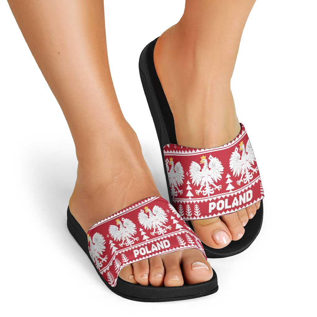 Poland Christmas Slide Sandals Emblem With Flag Style LT19