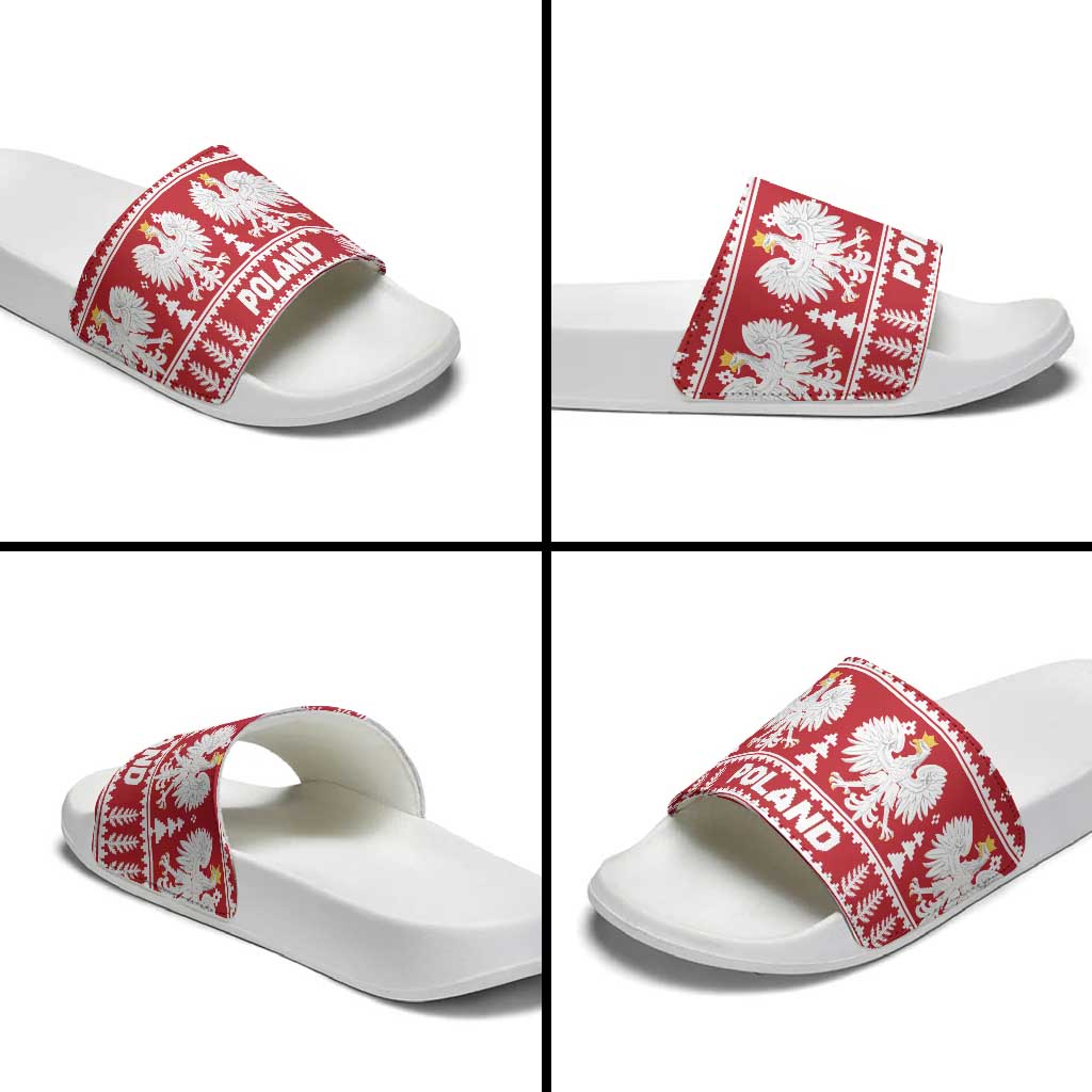 Poland Christmas Slide Sandals Emblem With Flag Style LT19