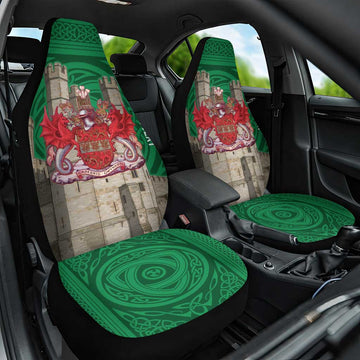 Personalized Caernarfonshire Wales Car Seat Cover Caernarfon Castle and Emblem Celtic Style LT19