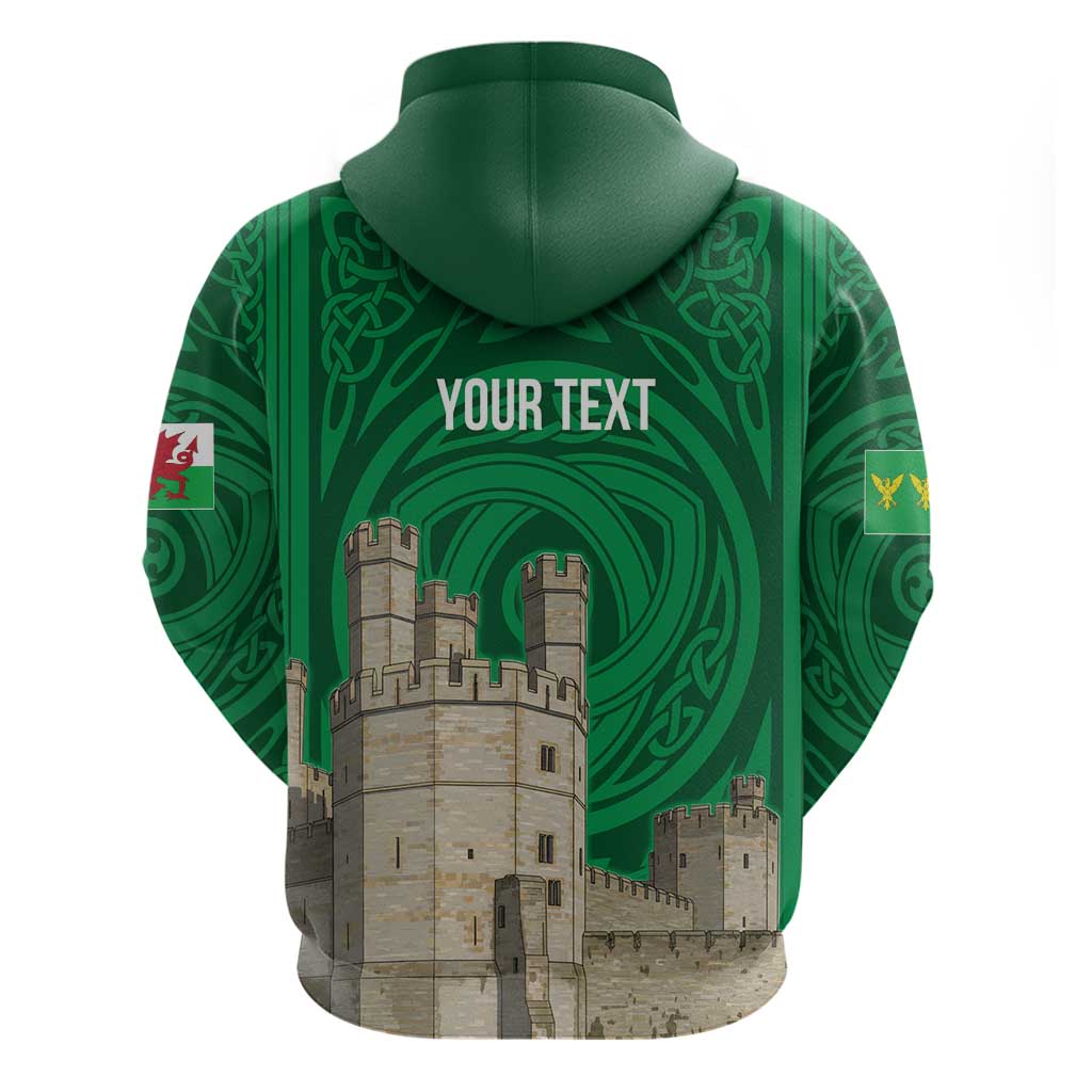 Personalized Caernarfonshire Wales Hoodie Caernarfon Castle and Emblem Celtic Style LT19