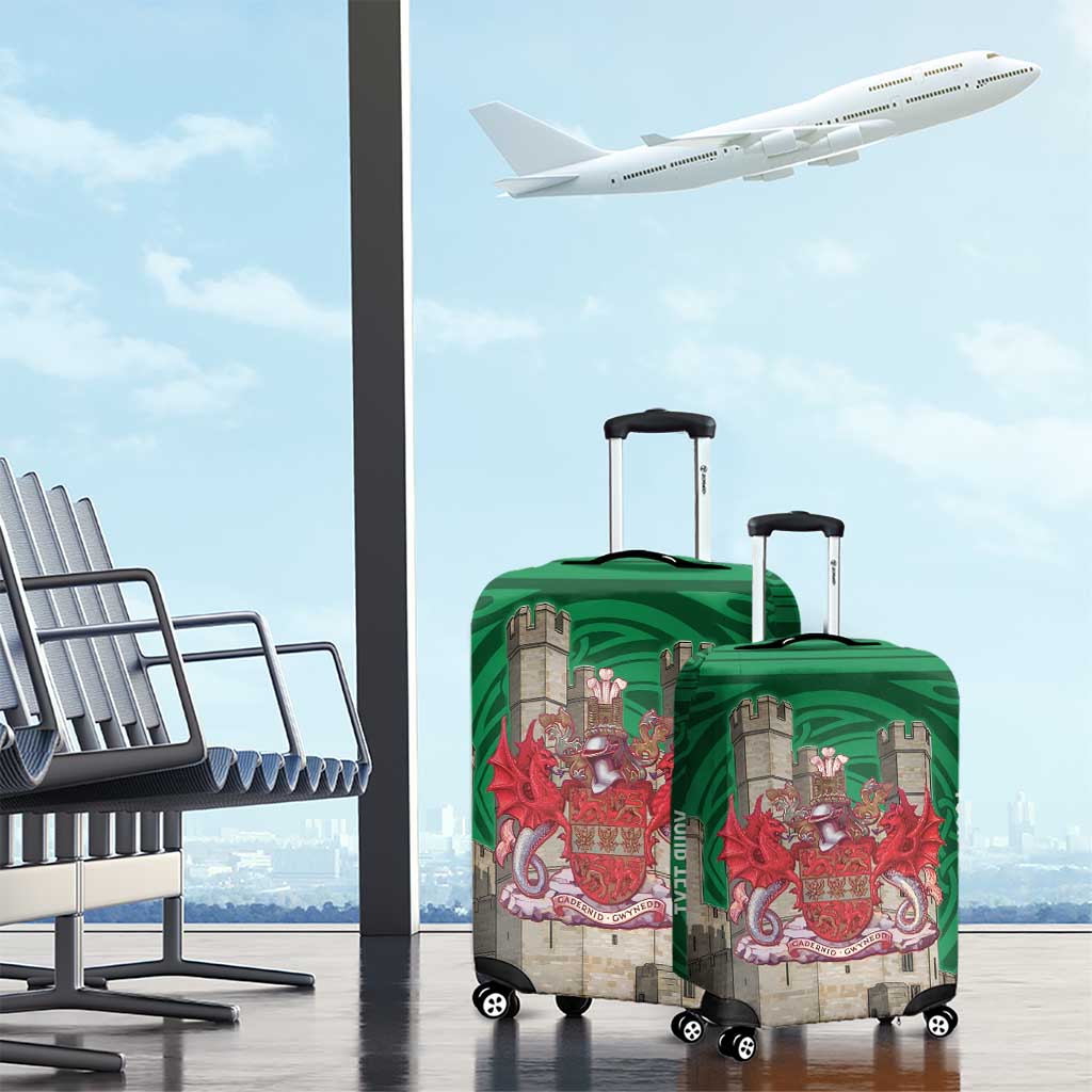 Personalized Caernarfonshire Wales Luggage Cover Caernarfon Castle and Emblem Celtic Style LT19