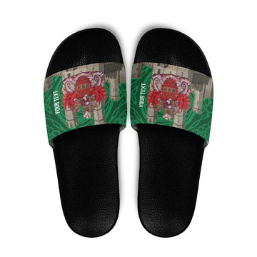 Personalized Caernarfonshire Wales Slide Sandals Caernarfon Castle and Emblem Celtic Style LT19