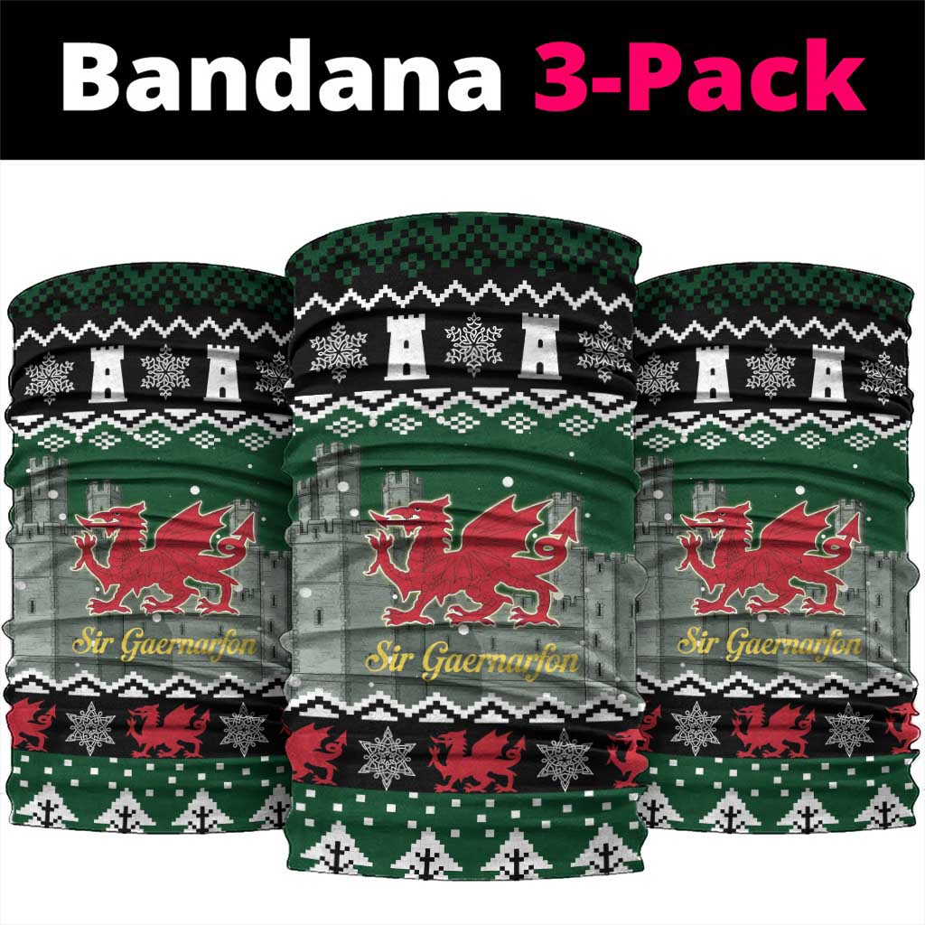 Caernarfonshire Wales Christmas Neck Gaiter Caernarfon Castle Red Dragon LT19