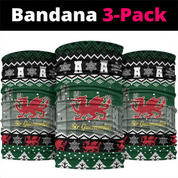 Caernarfonshire Wales Christmas Neck Gaiter Caernarfon Castle Red Dragon LT19