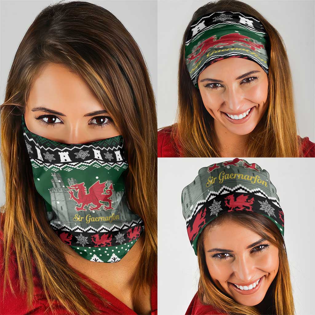 Caernarfonshire Wales Christmas Neck Gaiter Caernarfon Castle Red Dragon LT19