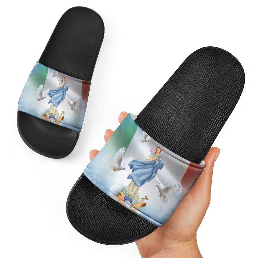 Italy Assumption Of Mary Slide Sandals Blessed Virgin Mary Angel And Dove LT19