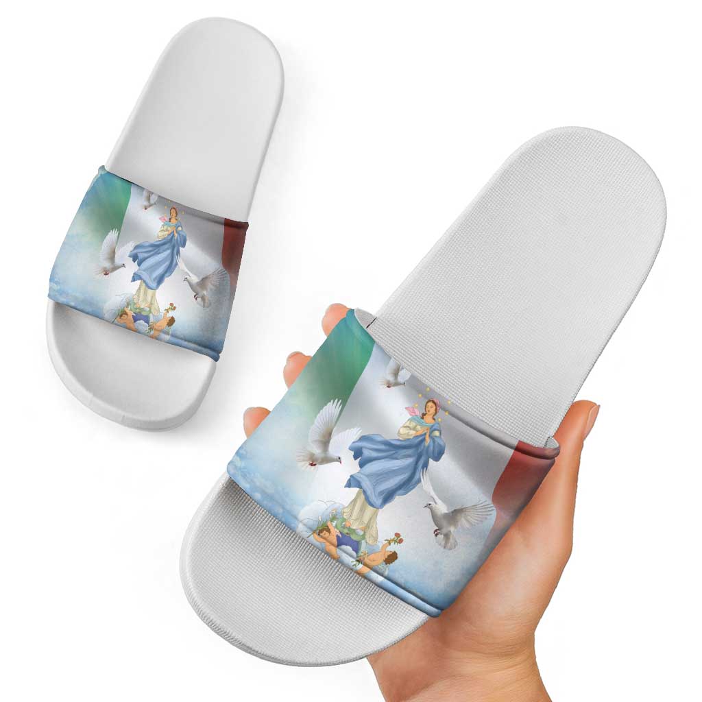 Italy Assumption Of Mary Slide Sandals Blessed Virgin Mary Angel And Dove LT19