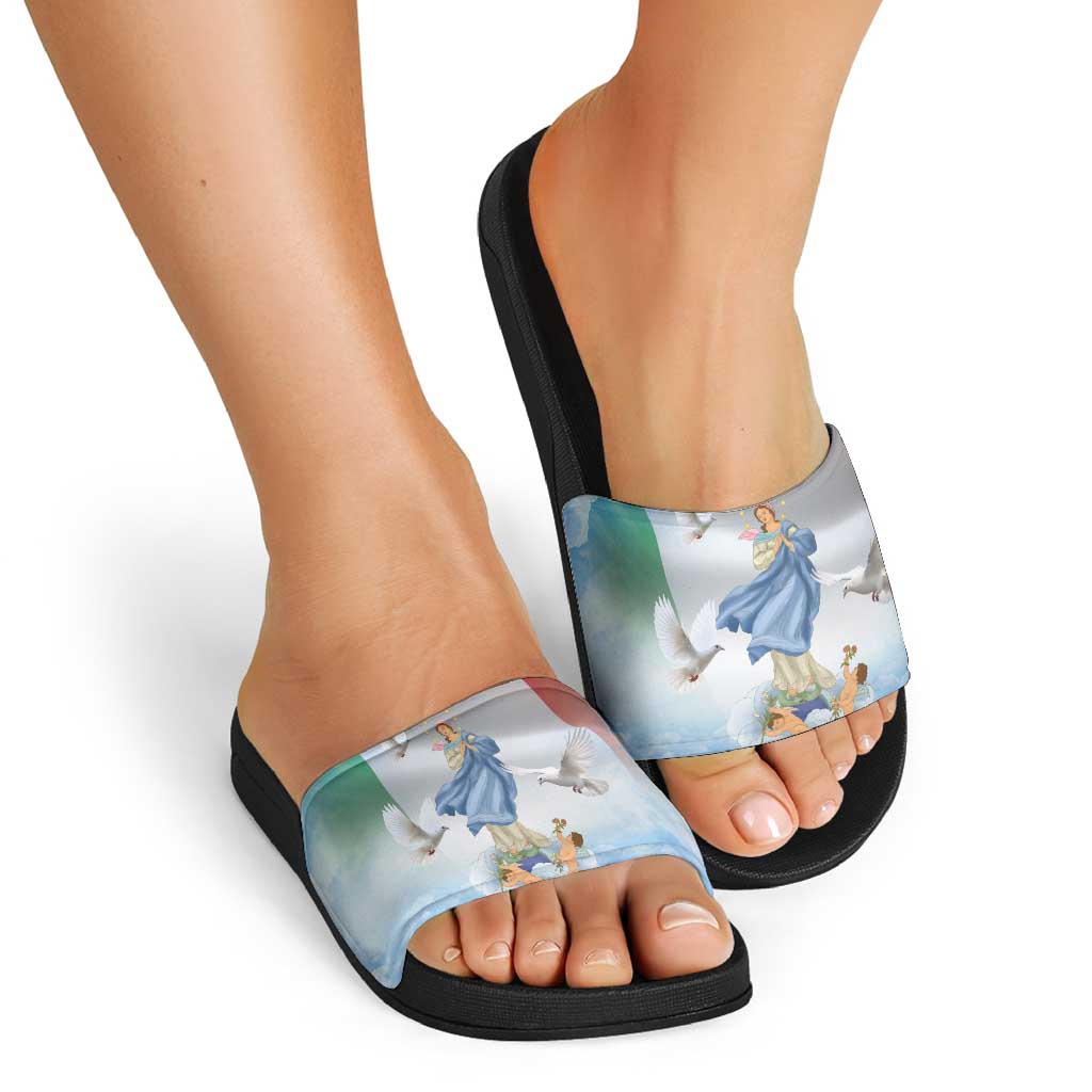 Italy Assumption Of Mary Slide Sandals Blessed Virgin Mary Angel And Dove LT19