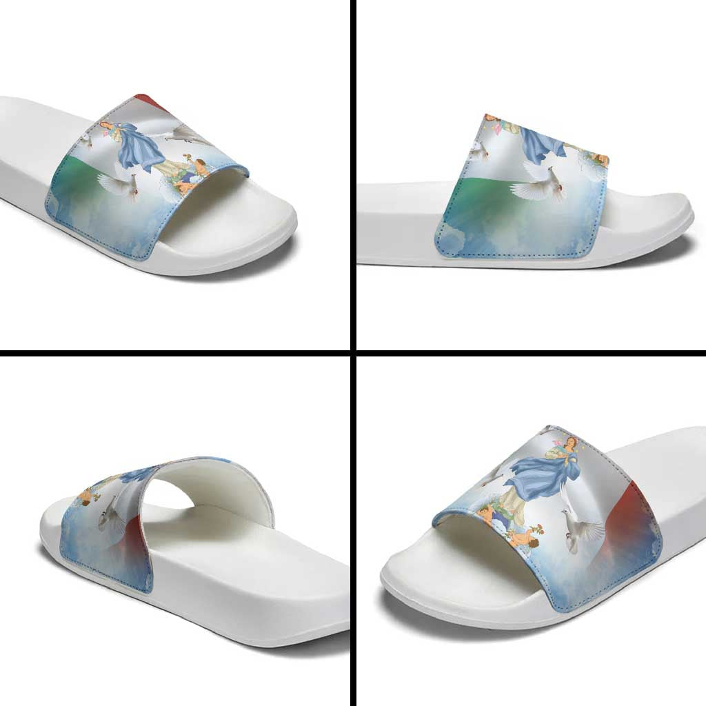 Italy Assumption Of Mary Slide Sandals Blessed Virgin Mary Angel And Dove LT19