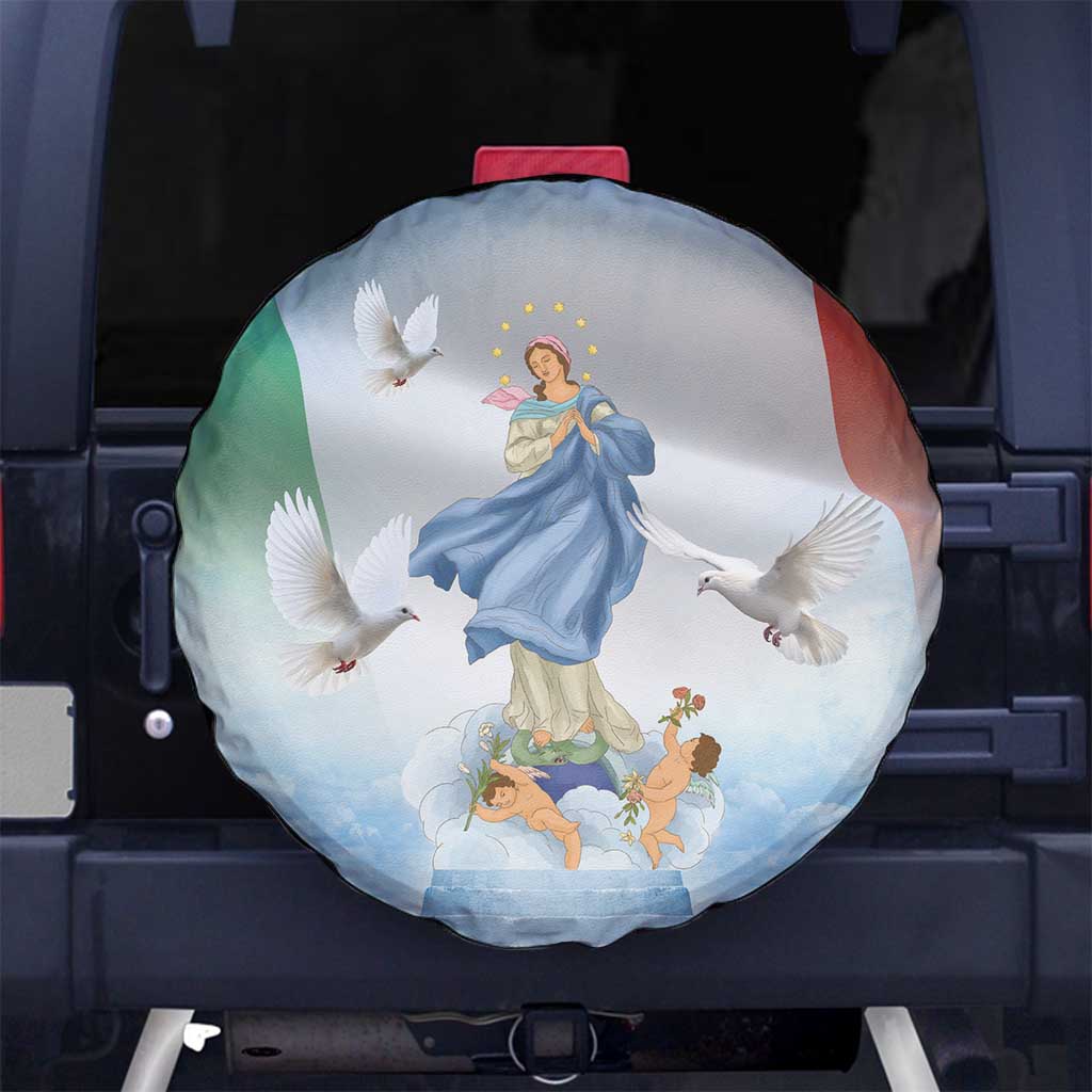 Italy Assumption Of Mary Spare Tire Cover Blessed Virgin Mary Angel And Dove LT19
