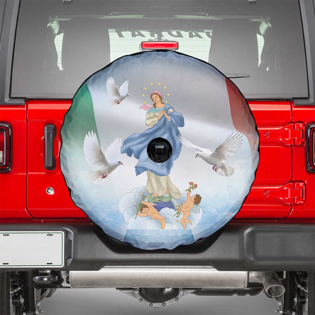 Italy Assumption Of Mary Spare Tire Cover Blessed Virgin Mary Angel And Dove LT19