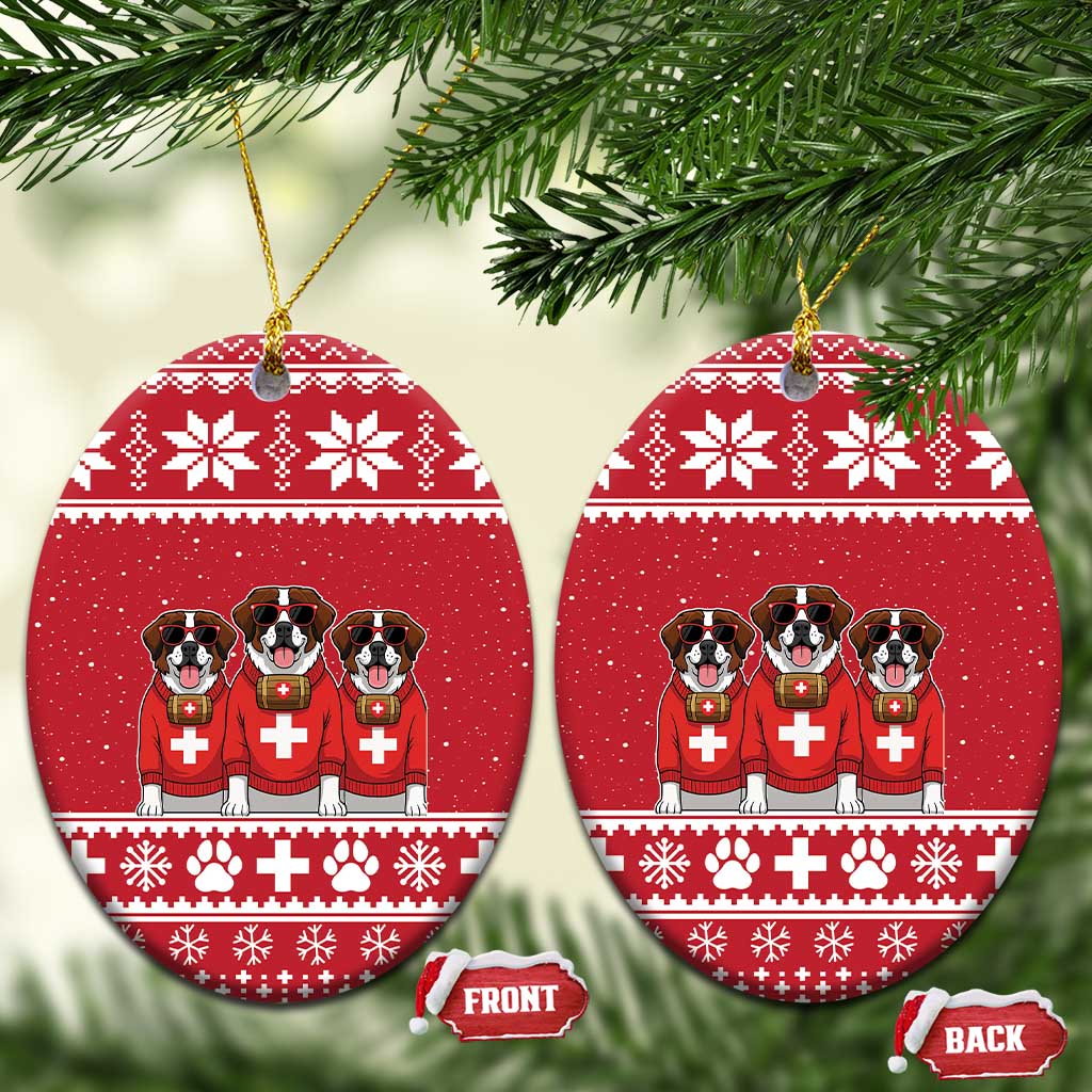 Saint Bernard Dog Switzerland Christmas Ceramic Ornament LT19