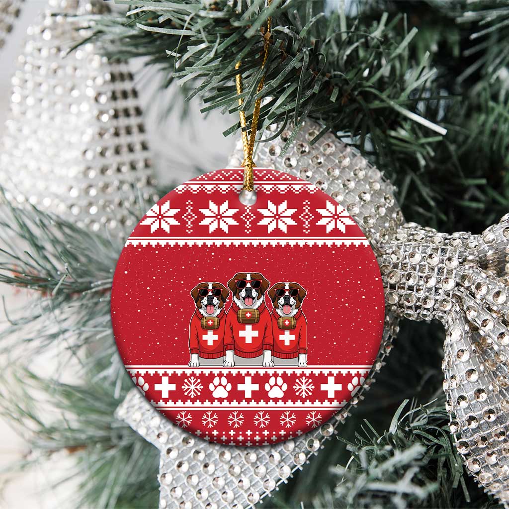 Saint Bernard Dog Switzerland Christmas Ceramic Ornament LT19