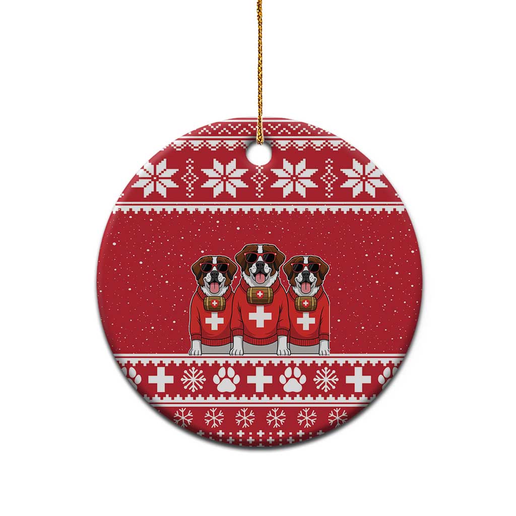Saint Bernard Dog Switzerland Christmas Ceramic Ornament LT19