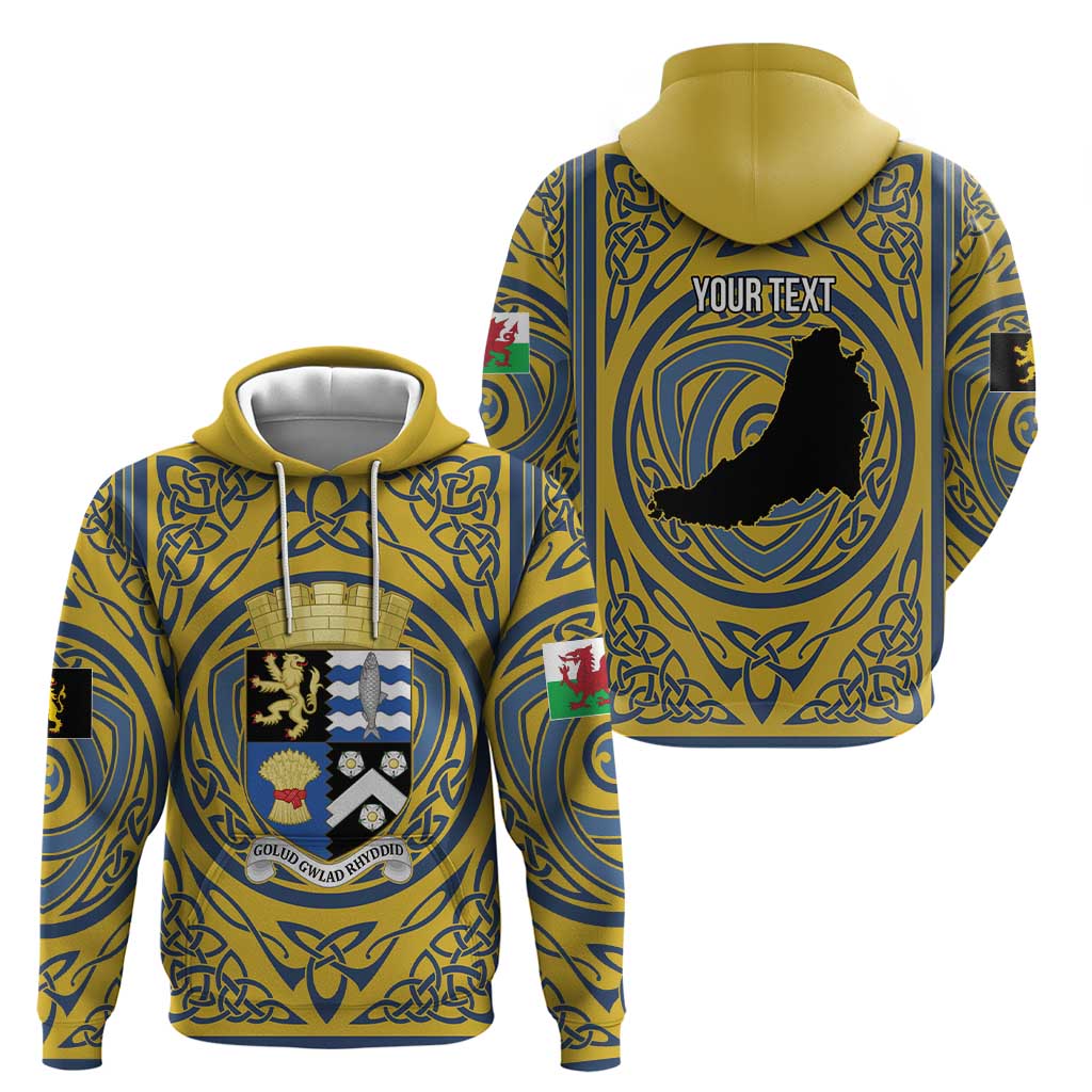 Personalized Cardiganshire Wales Hoodie Ceredigion Coat of Arms Celtic Design LT19
