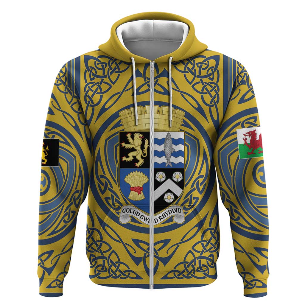 Personalized Cardiganshire Wales Hoodie Ceredigion Coat of Arms Celtic Design LT19
